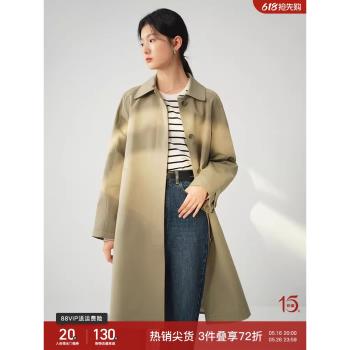 自巧韓版翻領中長款插肩袖風衣