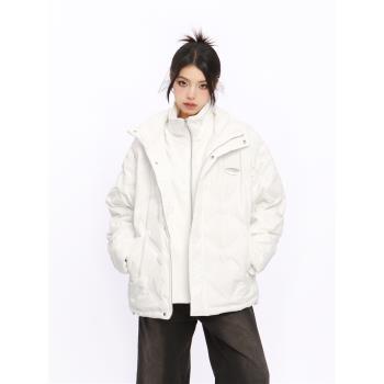 BIGGOLD美式立領假兩件羽絨服