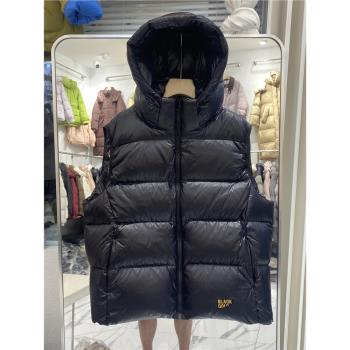 黑金保暖背心連帽潮流羽絨服馬甲