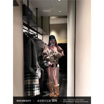 Miekevv修身短款雙面呢羊毛大衣