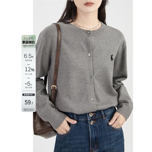 桂兒「包芯紗」舒適度滿分！灰色開衫女小個子顯瘦氣質針織衫上衣