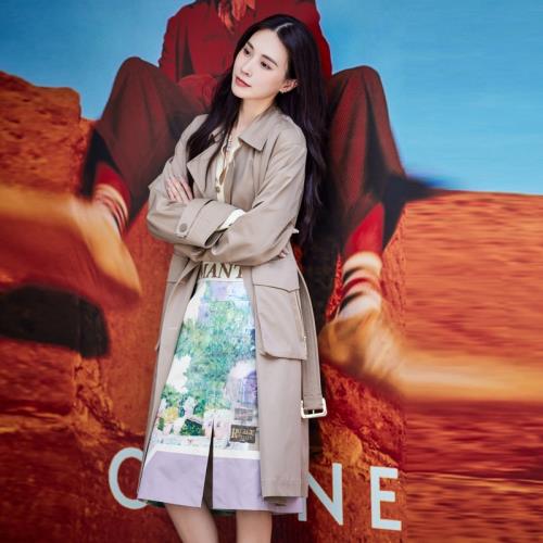 xg雪歌中長款風衣外套女2024春新款質感收腰休閑上衣XJ108001A273