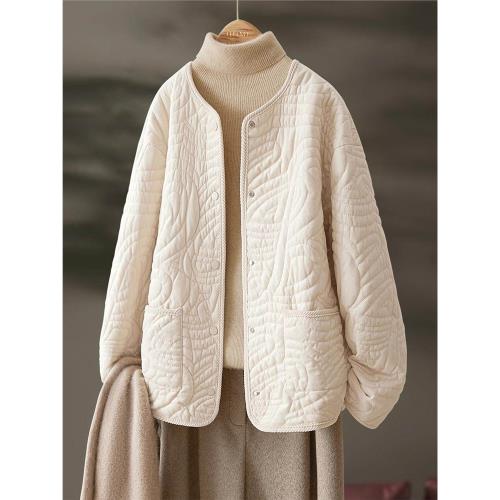 IHIMI海謐絲絨爆款春秋棉服女2025秋季新款菱格夾棉外套寬松上衣