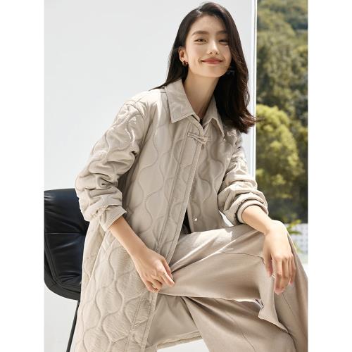 IHIMI海謐高級感加厚保暖棉衣女2025冬季新款復古中長款時尚外套