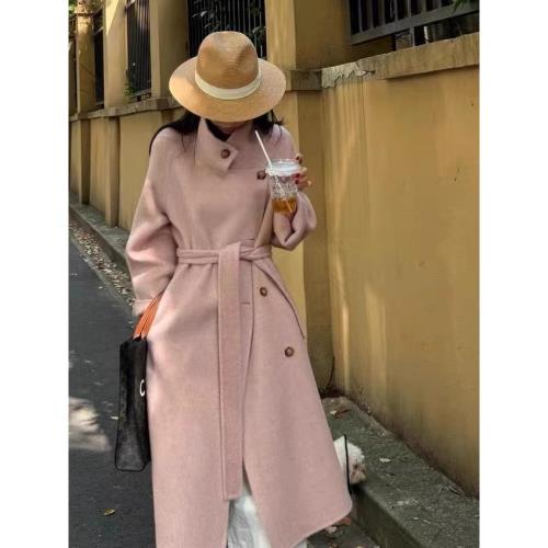 高端混紡雙面羊毛中長款呢絨大衣