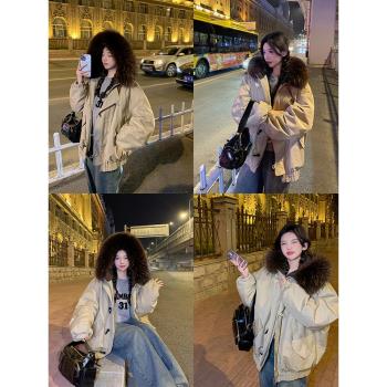 雪山羽絨/牛角扣2024年冬季新款90白鵝絨羽絨服女潮牌爆款派克服