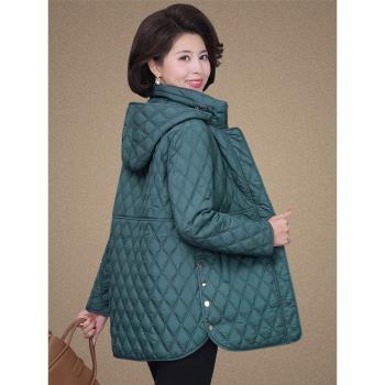 媽媽秋冬外套輕薄羽絨棉服加肥加大碼中老年人棉衣女奶奶冬裝棉襖