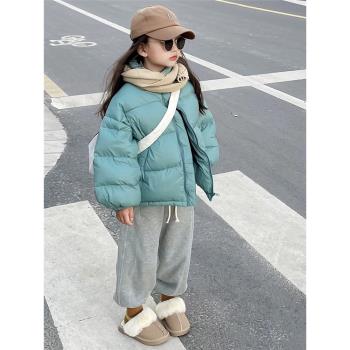女寶寶休閑中小童時髦短款羽絨服