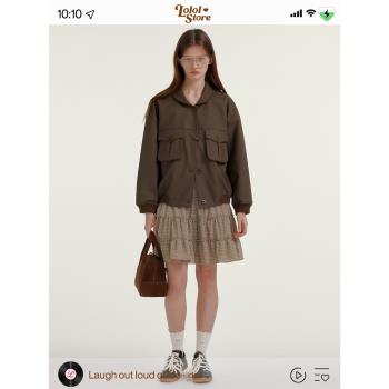 LOLOL白色古短款皮衣外套女春2