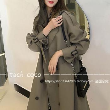 法國Tach Coco法式新款風衣女中長款小個子高階感秋冬外套大衣