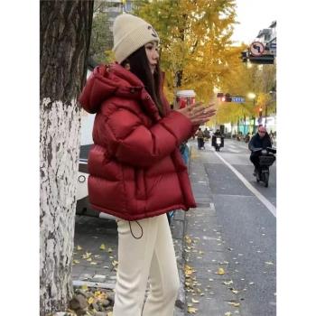 艾慕緹2024年245克新國標90白鴨絨羽絨服麵包服加厚男女同款外套