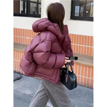 MJAE SRPKY小個子白鴨絨短款羽絨服女冬季加厚設計加厚麵包服外套