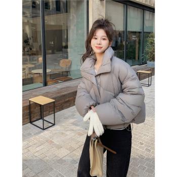 MJAE SRPKY高階感灰色羽絨服女冬季短款麵包服小個子洋氣小眾外套