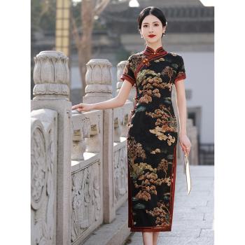 春季老上海中國風盤扣花朵旗袍