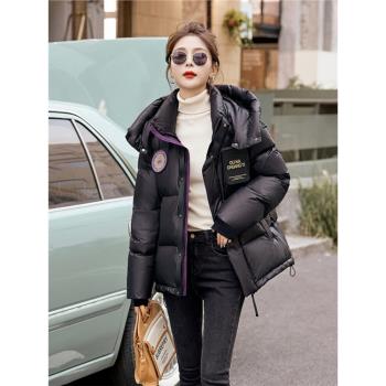 卓小姐高階黑金羽絨服女款冬季2024新款時尚洋氣中款連帽防風外套