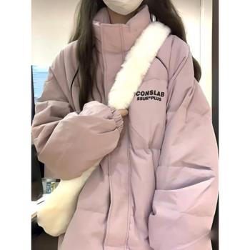 初中生羽絨服女冬季新款韓版寬松高中學生小個子立領加厚棉衣外套