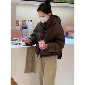 冬季寬松連帽加厚外套短款羽絨服