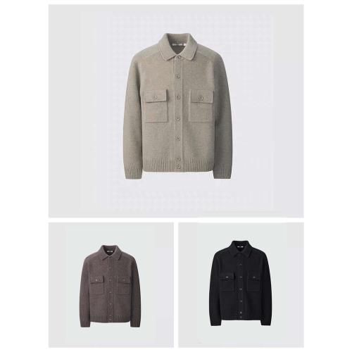 針織外套！男女同款翻領針織茄克復古寬松百搭開衫保暖夾克外套