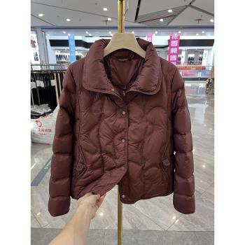 時尚媽媽裝短款翻領白鴨絨羽絨服冬季新款洋氣寬松中老年保暖外套