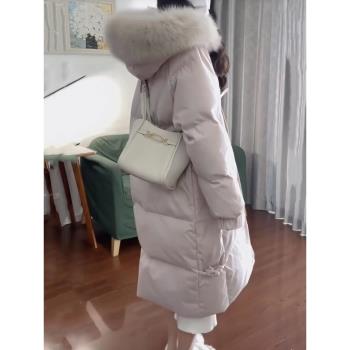 中長款盤扣大毛領外套羽絨棉服