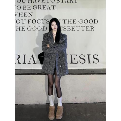 灰色短款毛呢大衣女秋冬季2025新款高級感外套呢子小個子今年流行