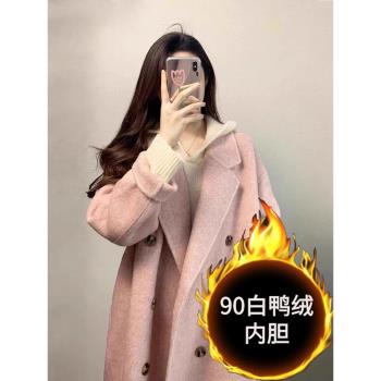 高階感中長款毛呢雙面羊絨大衣