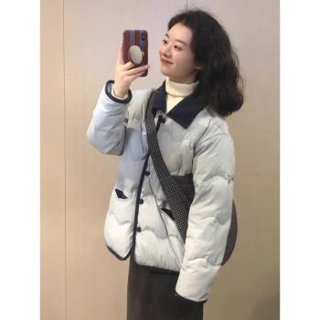高克重藍色2024年冬季小眾羽絨服