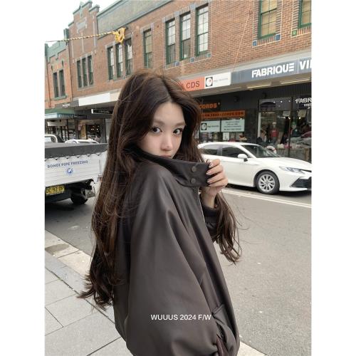 Wuuus【曼城舊事】 翻領皮衣棉服女2024年新款冬季外套短款高級感