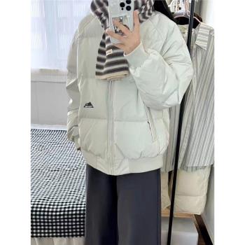 美式復古棒球棉服女冬季2024新款加厚保暖寬松立領麵包服外套上衣