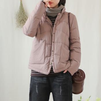 文藝範輕薄羽絨服短款女小個子棉服時尚韓版貼袋外套冬季棉衣反季