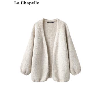 拉夏貝爾/La Chapelle秋冬款毛衣大外套純色慵懶風寬松中長款女上