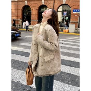 小香風加厚毛呢外套羽絨服