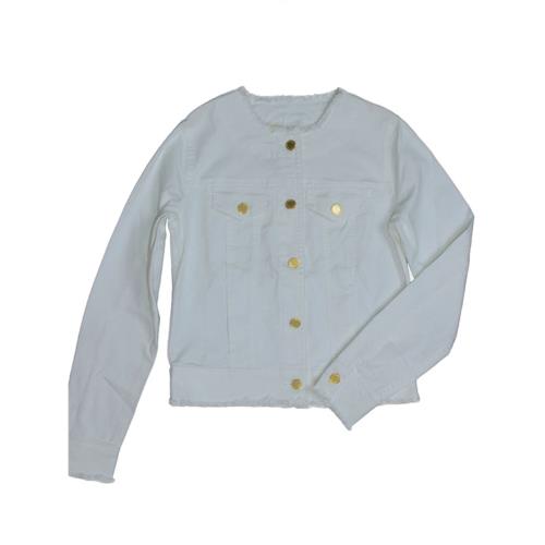 圓領白色牛仔外套女新款小個子短款上衣百搭歐美薄款夾克 外貿M家