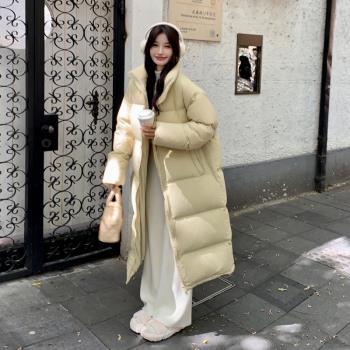 MJAE SRPKY奶呼呼黃色羽絨服女冬2024新款加厚立領白鴨絨長款外套