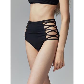 鋼管舞服裝女運動系帶鏤空短褲黑色polewear性感舒適外穿彈性綁帶