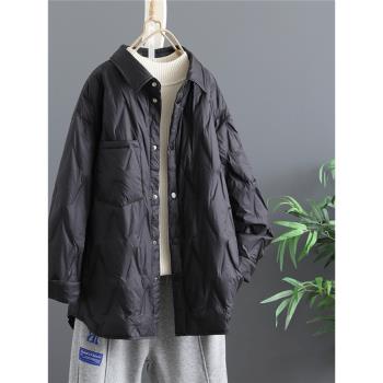 2024冬季新款韓版輕薄羽絨棉服大碼女裝中長款寬松保暖棉衣外套