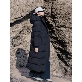 三千營2024年冬季新款極寒戶外95白鴨絨羽絨服女長款過膝超長加厚