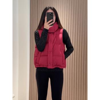 短款顯瘦蓬鬆背心連帽羽絨服馬甲