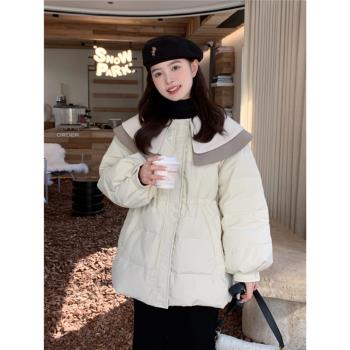 MJAE設計感娃娃領羽絨服女冬2024新款超好看小個子收腰白鴨絨外套