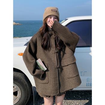 雙面羊絨大衣女2024年冬新款高階感小個子美拉德超好看羊毛呢外套