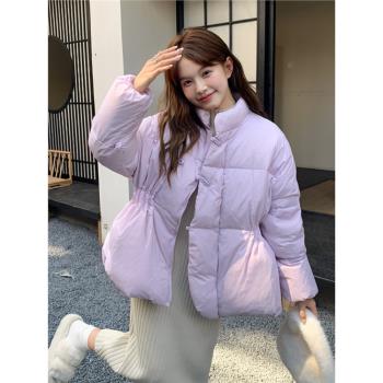 MJAE香芋紫短款羽絨服女小個子2024年冬季新款軟糯蓬鬆白鴨絨外套