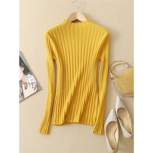 2023年新款山羊絨衫女裝半高領修身顯瘦抽條套頭針織打底衫毛衣女