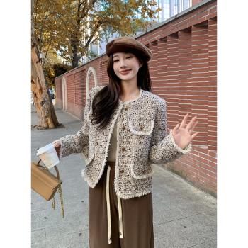 粗花呢小香風外套羽絨服女冬季2024新款氣質名媛羽絨內膽短款上衣
