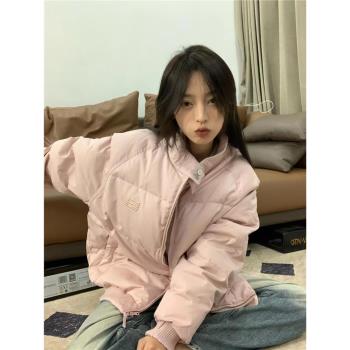 立領高階感棉服女冬季2024年新款小個子休閑棉襖加厚保暖棉衣外套