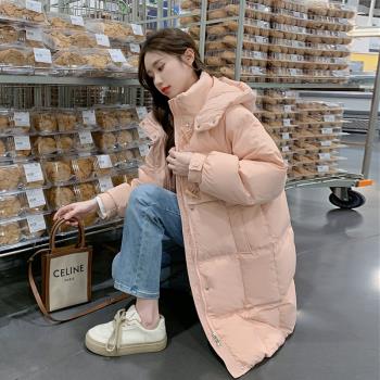 MJAE SRPKY粉色牛角扣羽絨服女冬2024新款今年流行加厚白鴨絨外套