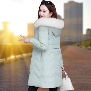白鴨絨羽絨服女士中長款2023年新款冬季時尚洋氣中年媽媽爆款外套