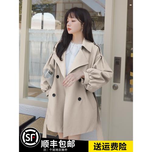 奶白色短款風衣外套女春秋2025年新款小個子早春chic韓系休閑大衣