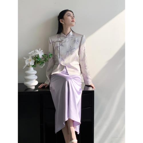 界相【繪霧】新中式國風短外套女2026春秋裝盤扣立領提花上衣禪意