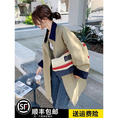 卡其色翻領風衣女2025早春新款超好看高級感氣質寬松休閑工裝外套