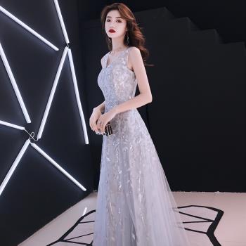 女小眾輕修身宴冬季長款晚禮服